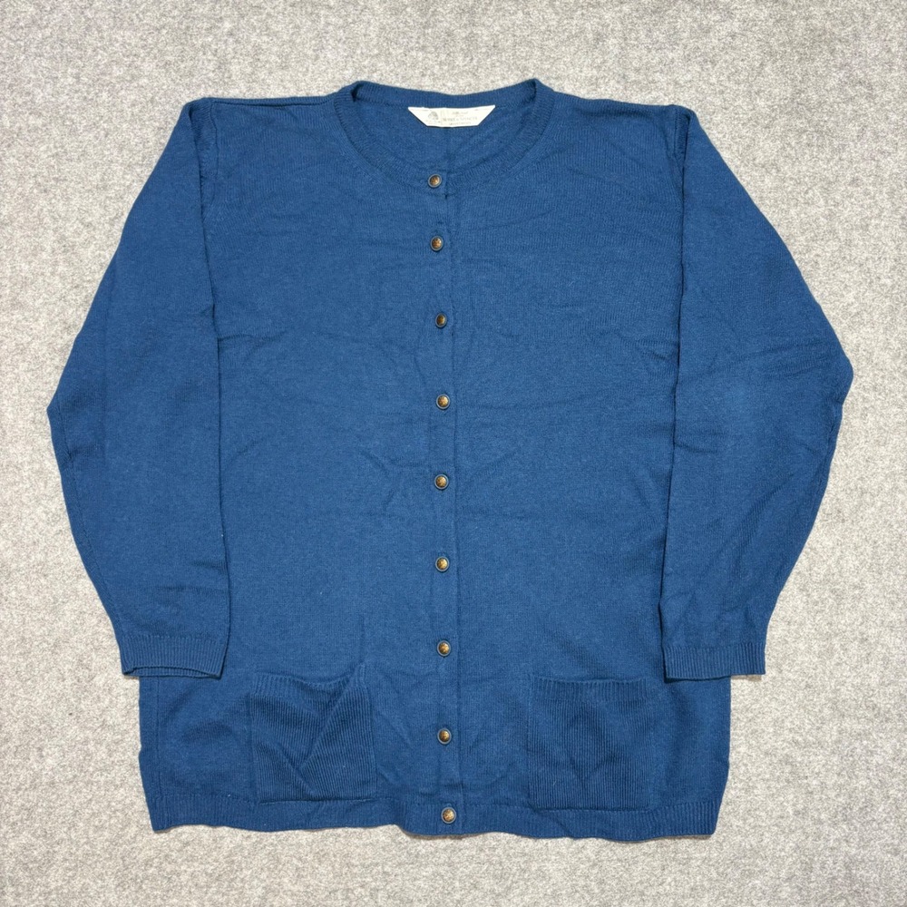 Vintage St Michael Marks & Spencer Blue Lambswool Cardigan Sweater Gold‎ Buttons